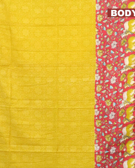 Bhagalpuri saree yellow and red with allover bandhani prints and long pichwai printed zari woven border - {{ collection.title }} by Prashanti Sarees