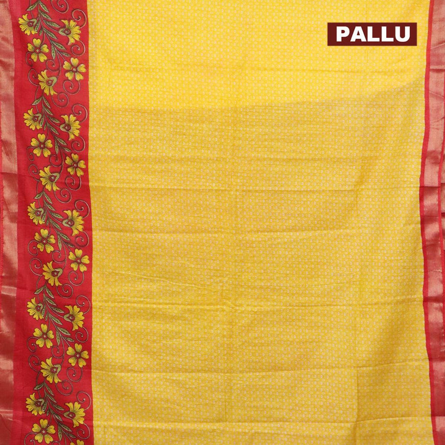 Bhagalpuri saree yellow and red with allover prints and floral printed zari border - {{ collection.title }} by Prashanti Sarees