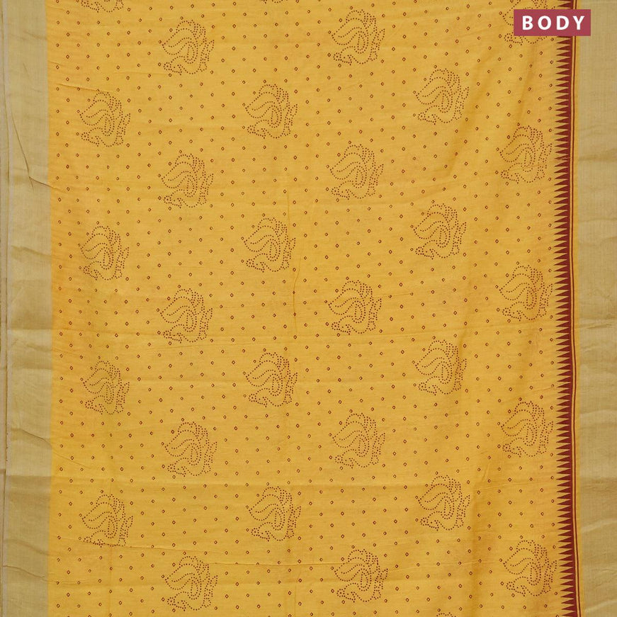 Bhagalpuri saree yellow with allover bandhani prints and silver zari woven border - {{ collection.title }} by Prashanti Sarees
