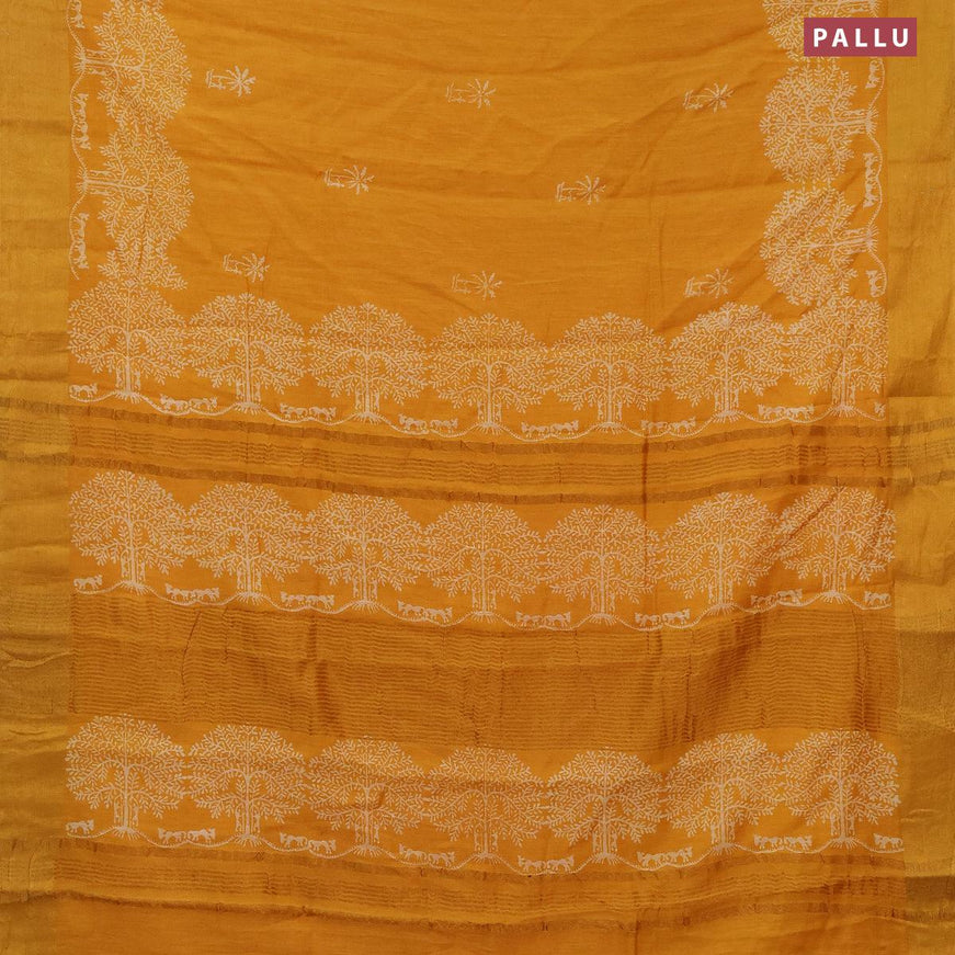 Bhagalpuri saree yellow with butta prints and zari woven border - {{ collection.title }} by Prashanti Sarees