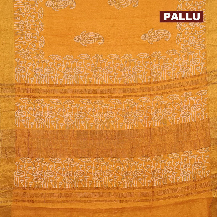 Bhagalpuri saree yellow with paisley butta prints and zari woven border - {{ collection.title }} by Prashanti Sarees