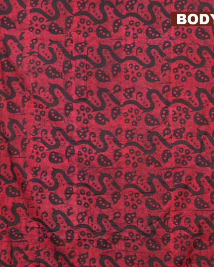 Binny Silk saree black and maroon with allover batik prints and zari woven border - {{ collection.title }} by Prashanti Sarees