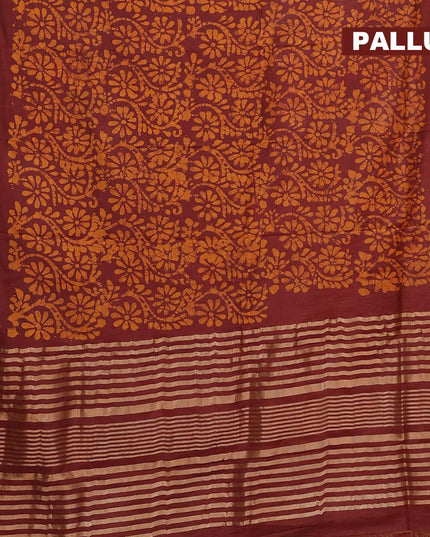 Binny silk saree brown with allover batik prints and zari woven border - {{ collection.title }} by Prashanti Sarees