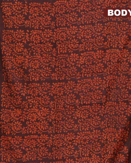 Binny silk saree coffee brown with allover batik prints and zari woven border - {{ collection.title }} by Prashanti Sarees