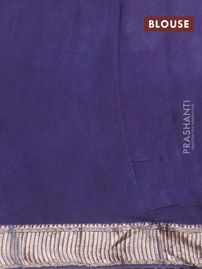 Binny Silk saree dark blue and beige with allover batik prints and zari woven border - {{ collection.title }} by Prashanti Sarees