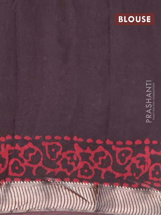 Binny Silk saree deep coffee brown and maroon with allover batik prints and zari woven border - {{ collection.title }} by Prashanti Sarees