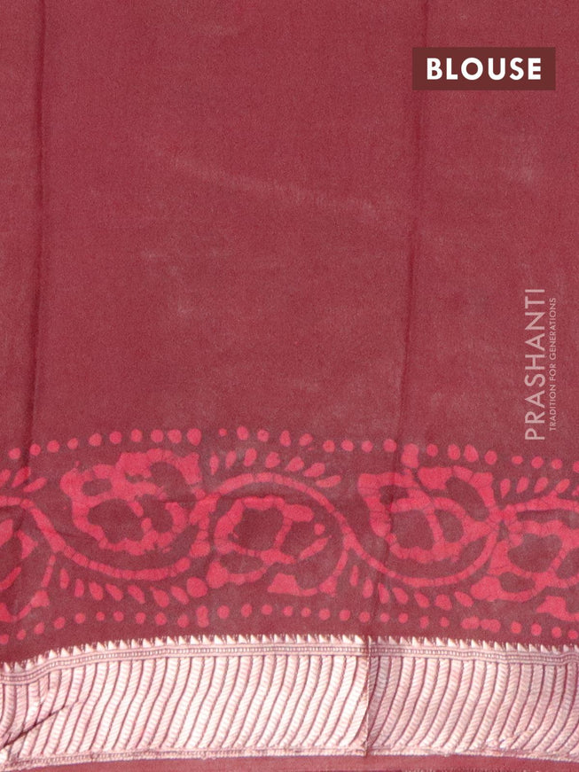 Binny Silk saree deep maroon and maroon with allover batik prints and zari woven border - {{ collection.title }} by Prashanti Sarees