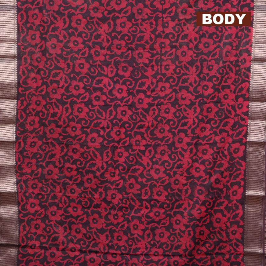 Binny Silk saree deep wine shade and pink with allover batik prints and zari woven border - {{ collection.title }} by Prashanti Sarees
