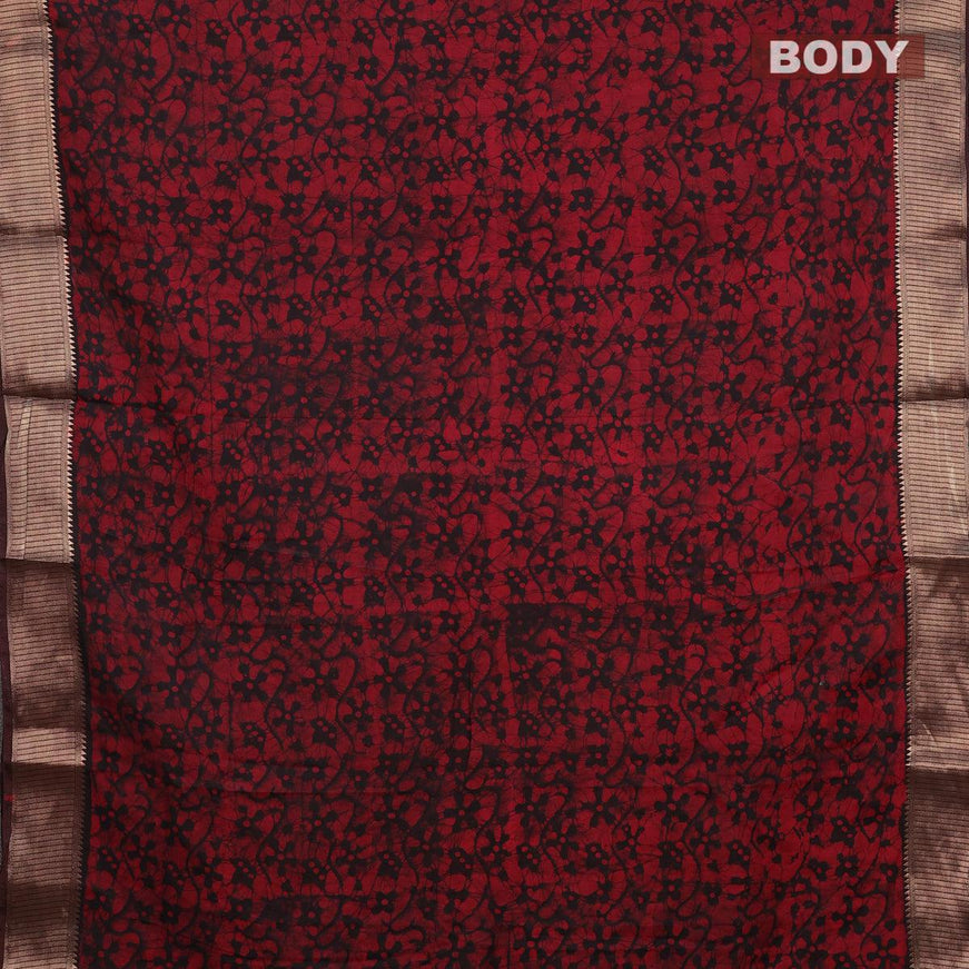 Binny silk saree maroon with allover batik prints and zari woven border - {{ collection.title }} by Prashanti Sarees