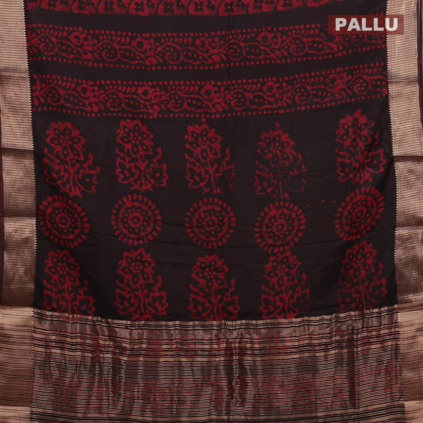 Binny silk saree maroon with allover batik prints and zari woven border - {{ collection.title }} by Prashanti Sarees