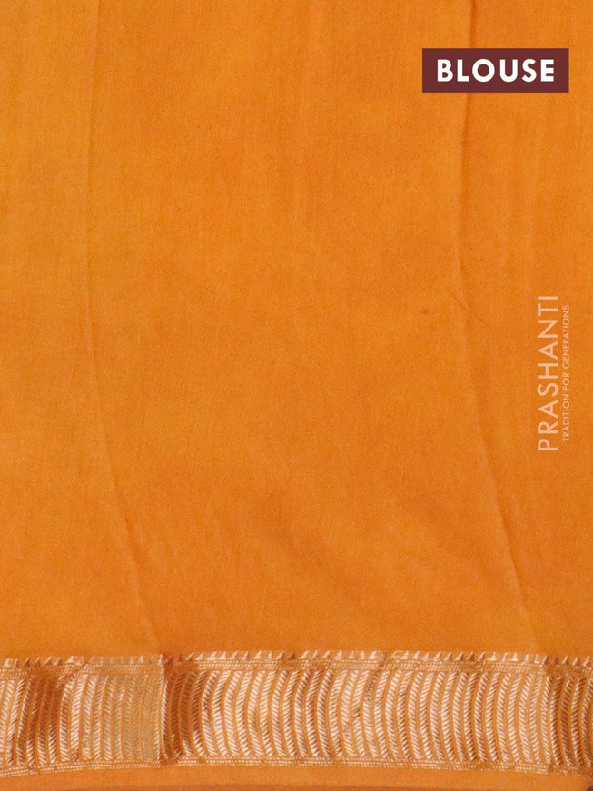 Binny Silk saree mustard yellow and beige with allover batik prints and zari woven border - {{ collection.title }} by Prashanti Sarees