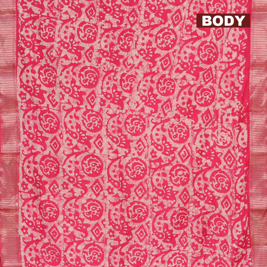 Binny silk saree pink with allover batik prints and zari woven border - {{ collection.title }} by Prashanti Sarees