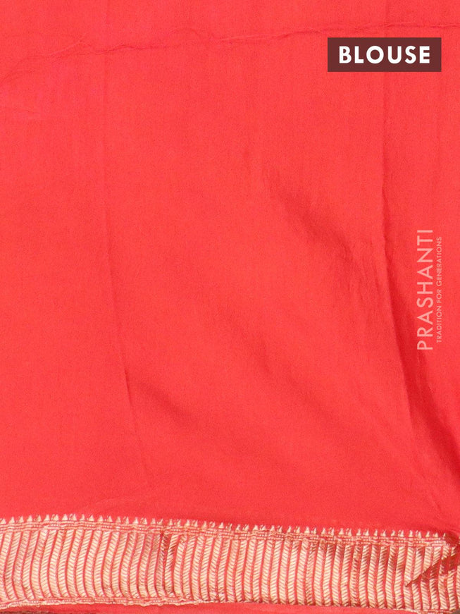 Binny Silk saree red and beige with allover batik prints and zari woven border - {{ collection.title }} by Prashanti Sarees