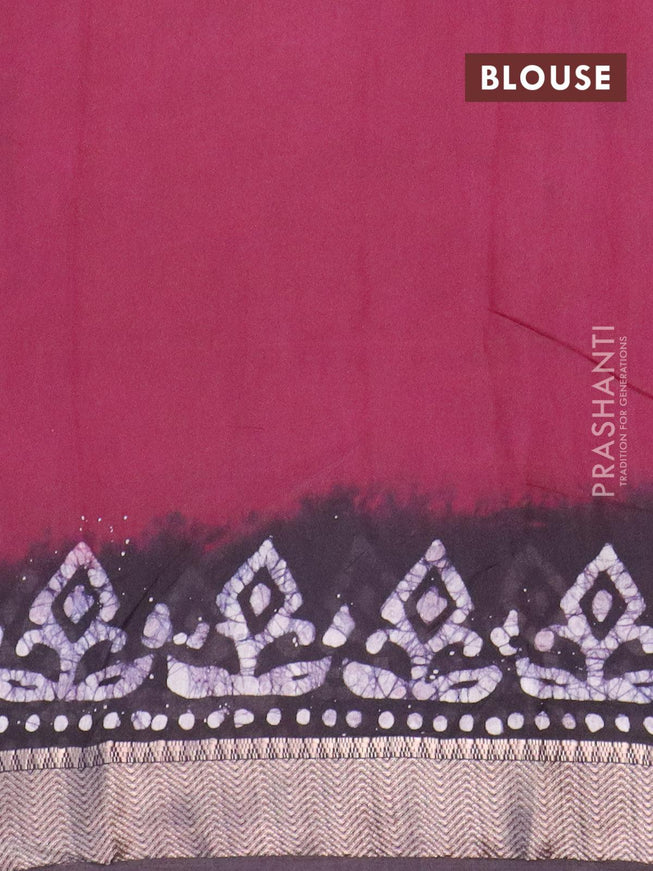 Binny Silk saree wine shade and black with batik butta prints and zari woven border - {{ collection.title }} by Prashanti Sarees