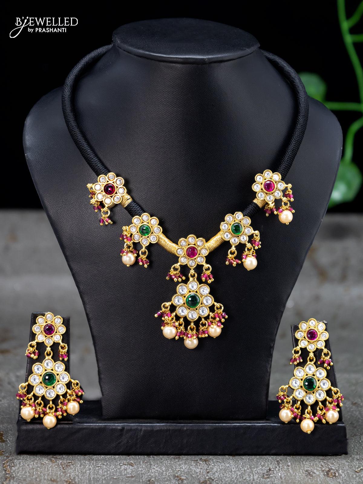 Buy Silk Thread Jewelry in Black complimented with a Designer Pendant  Online! – Khushi Handicrafts