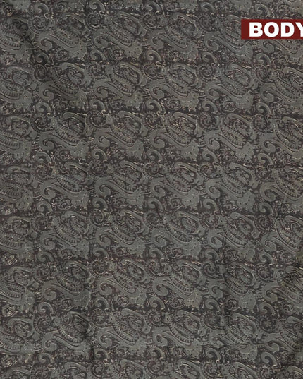 Chanderi bagru saree dark grey with allover prints and maheshwari border - {{ collection.title }} by Prashanti Sarees