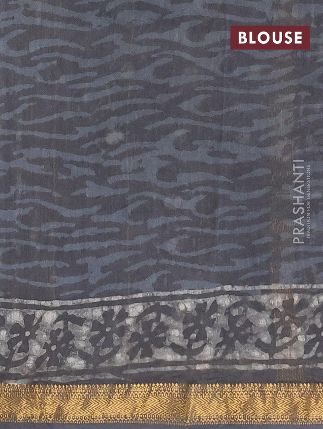 Chanderi bagru saree grey with allover butta prints and maheshwari border - {{ collection.title }} by Prashanti Sarees