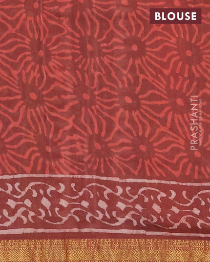 Chanderi bagru saree maroon with allover dabu prints and maheshwari border - {{ collection.title }} by Prashanti Sarees
