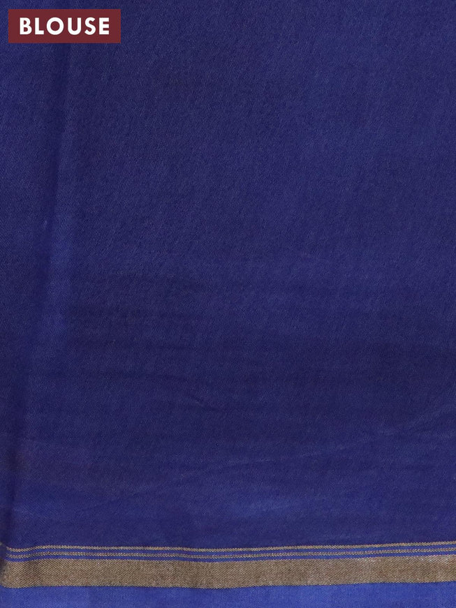 Chanderi silk cotton saree blue with allover bandhani prints and kantha stitch work border - {{ collection.title }} by Prashanti Sarees