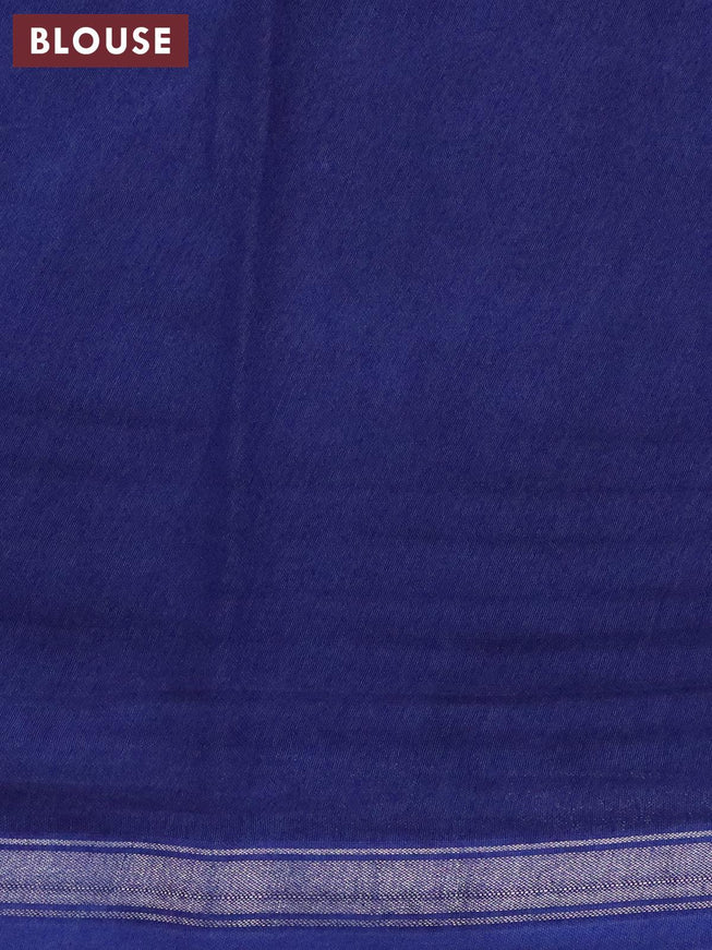Chanderi silk cotton saree blue with allover butta prints and kantha stitch work border - {{ collection.title }} by Prashanti Sarees