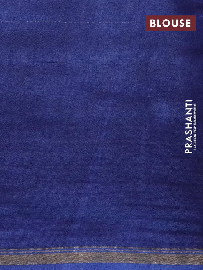 Chanderi silk cotton saree blue with allover floral butta prints and kantha stitch work border - {{ collection.title }} by Prashanti Sarees