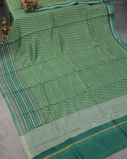 Chanderi silk cotton saree green with allover floral prints and embroidery work border - {{ collection.title }} by Prashanti Sarees