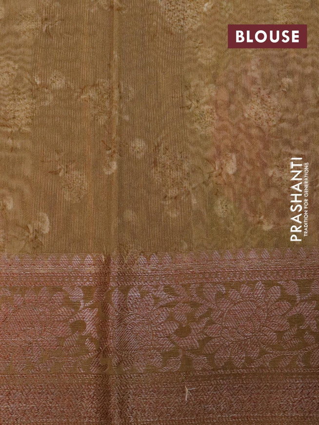 Chanderi silk cotton saree sap green shade with allover floral digital prints and woven border - {{ collection.title }} by Prashanti Sarees
