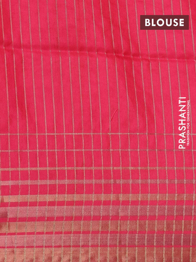 Chappa saree baby pink and pink with ikat printed pallu and temple design zari woven border - {{ collection.title }} by Prashanti Sarees