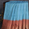 Chappa saree blue and rust shade with pichwai printed pallu and temple design zari woven border - {{ collection.title }} by Prashanti Sarees