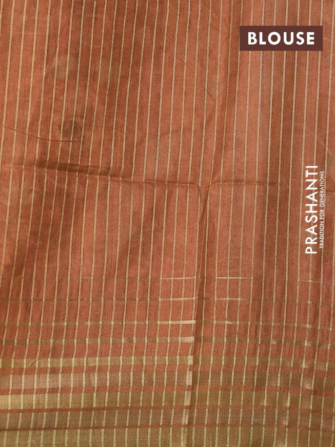 Chappa saree pastel grey and rust shade with pichwai printed pallu and temple design zari woven border - {{ collection.title }} by Prashanti Sarees