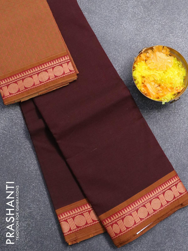 Brown - Kandangi Chettinad Cotton Saree with Border 52