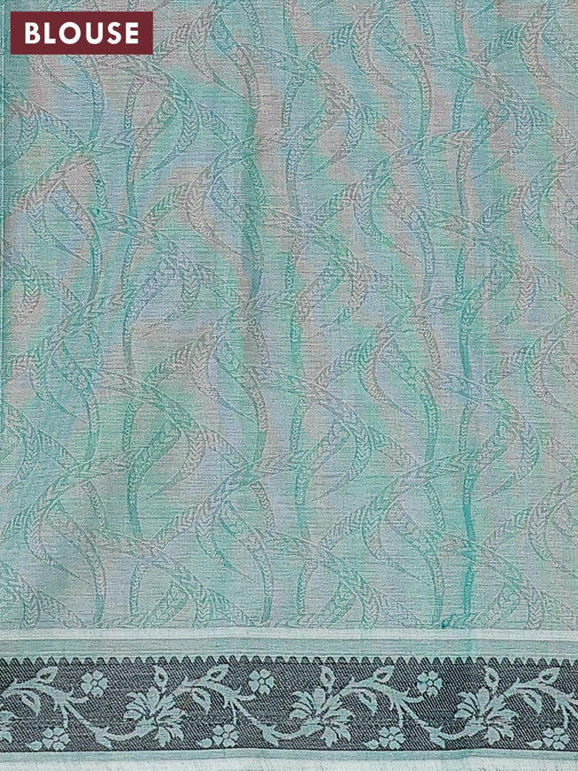 Coimbatore cotton saree beige and teal green with allover self emboss and thread woven border - {{ collection.title }} by Prashanti Sarees