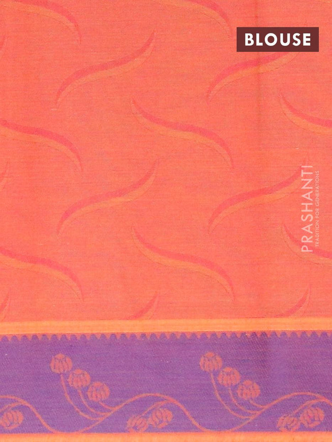Coimbatore cotton saree dual shade of blue and blue with allover self emboss and thread woven border - {{ collection.title }} by Prashanti Sarees