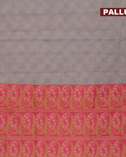 Coimbatore cotton saree dual shade of grey and pink with allover self emboss and thread woven border - {{ collection.title }} by Prashanti Sarees