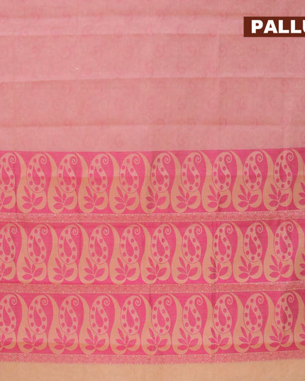 Coimbatore cotton saree dual shade of peach pink and pink with allover self emboss and thread woven border - {{ collection.title }} by Prashanti Sarees