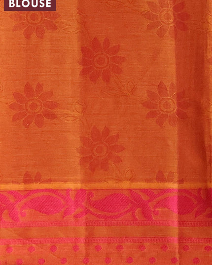 Coimbatore cotton saree dual shade of rustic pink and pink with allover self emboss and thread woven border - {{ collection.title }} by Prashanti Sarees