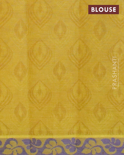 Coimbatore cotton saree dual shade of sunset yellow and blue with allover self emboss and thread woven border - {{ collection.title }} by Prashanti Sarees