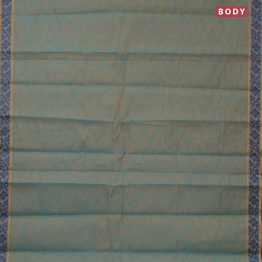 Coimbatore cotton saree dual shade of teal blue and blue with allover self emboss and thread woven border - {{ collection.title }} by Prashanti Sarees