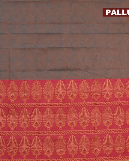 Coimbatore cotton saree dual shade of teal blue and mustard shade with allover self emboss and thread woven border - {{ collection.title }} by Prashanti Sarees
