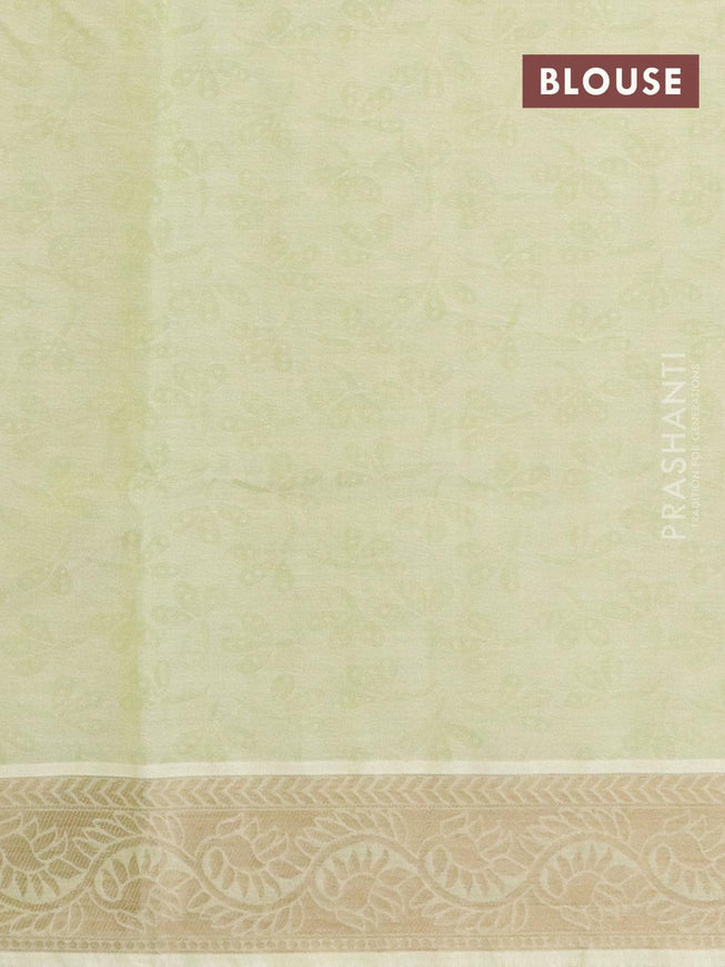 Coimbatore cotton saree grey shade and elaichi green with allover self emboss and thread woven border - {{ collection.title }} by Prashanti Sarees