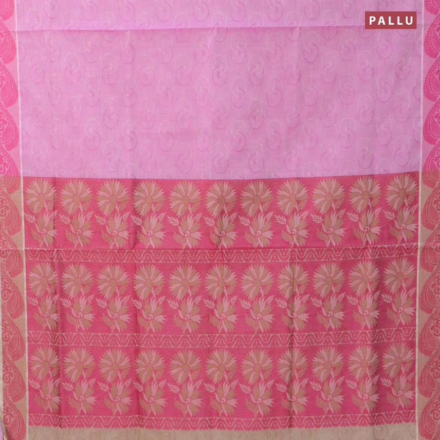 Coimbatore cotton saree mild purple and magenta pink with allover self emboss and thread woven border - {{ collection.title }} by Prashanti Sarees