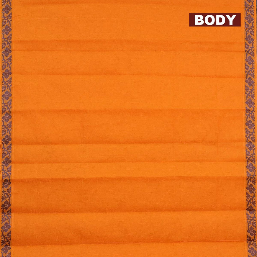 Coimbatore cotton saree pale orange and blue with allover self emboss and thread woven border - {{ collection.title }} by Prashanti Sarees