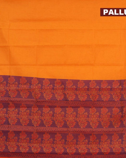 Coimbatore cotton saree pale orange and blue with allover self emboss and thread woven border - {{ collection.title }} by Prashanti Sarees