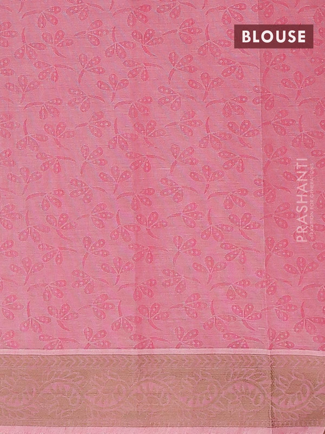 Coimbatore cotton saree pastel grey and pink shade with allover self emboss and thread woven border - {{ collection.title }} by Prashanti Sarees