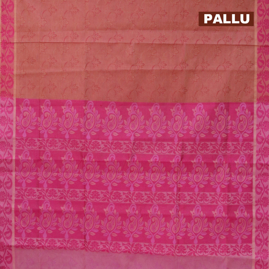 Coimbatore cotton saree pastel maroon and magenta pink with allover self emboss and thread woven border - {{ collection.title }} by Prashanti Sarees