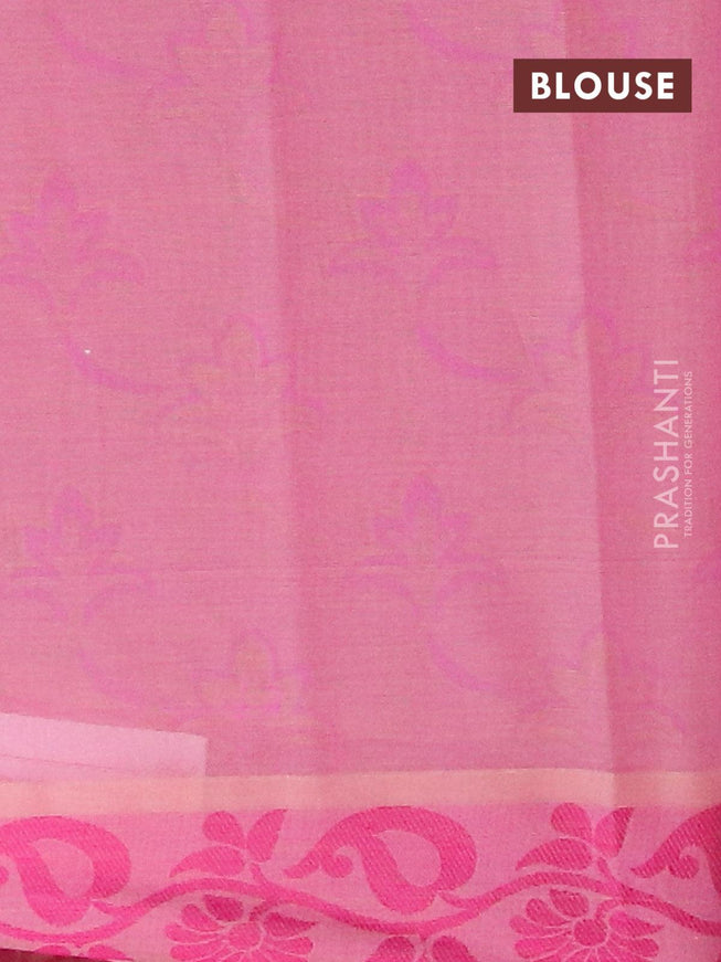 Coimbatore cotton saree pastel maroon and magenta pink with allover self emboss and thread woven border - {{ collection.title }} by Prashanti Sarees