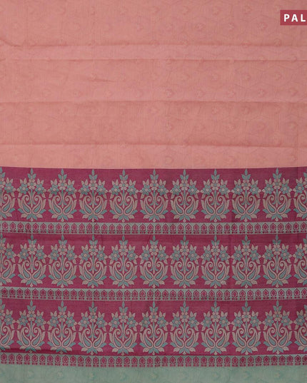Coimbatore cotton saree pastel pink and magenta pink with allover self emboss and thread woven border - {{ collection.title }} by Prashanti Sarees