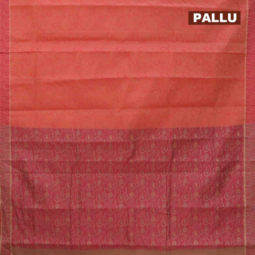 Coimbatore cotton saree rust shade and maroon shade with allover self emboss and thread woven border - {{ collection.title }} by Prashanti Sarees