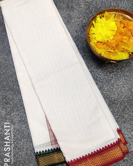 Cotton angavastram 4 muzham off white with mayilkan border - {{ collection.title }} by Prashanti Sarees