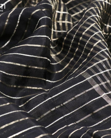 Dola silk saree black and deep wine shade with allover zari woven stripes pattern and rich zari woven border - {{ collection.title }} by Prashanti Sarees